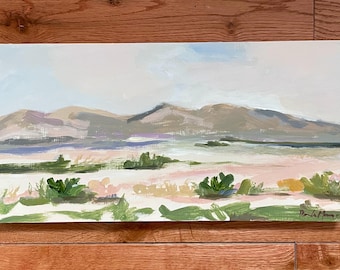 original abstract landscape desert sky  landscape ochre peach rose neutral colors cactus western