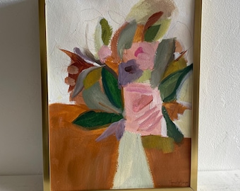Abstract original floral abstract painting 9x12 on art paper