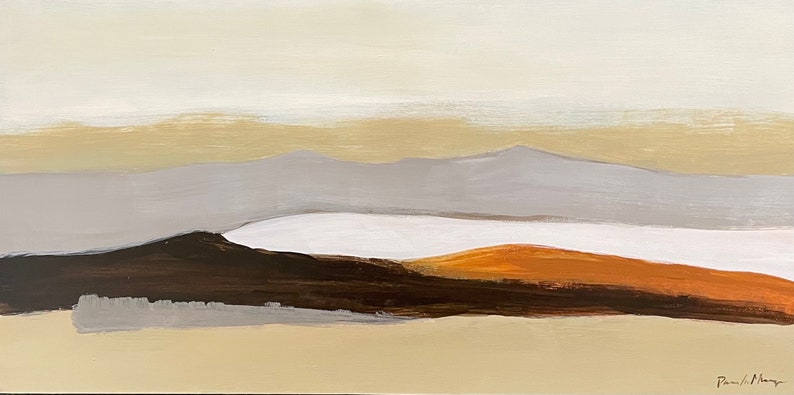original abstract landscape painting abstract brown pamela munger 10x20 pamela munger neutral color abstract image 1