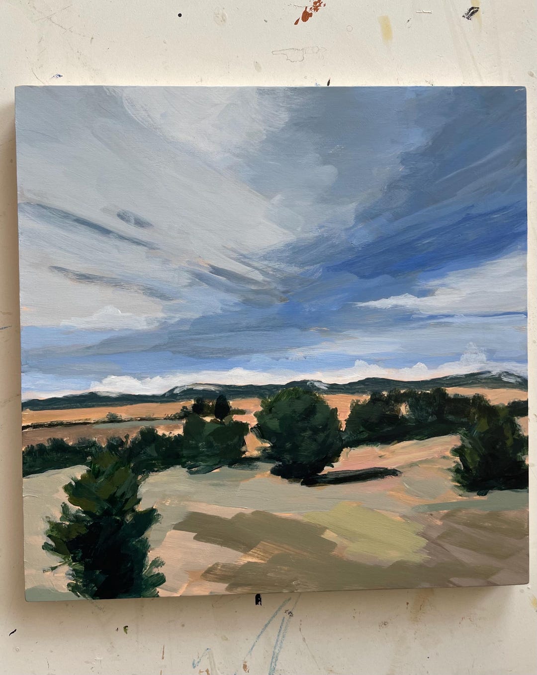 Original Abstract Landscape Painting Desert Colorado Sky Blue Warm ...
