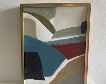 Abstract original abstract painting 9x12 on art paper brown cream neutral western colors