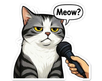 Annoyed Leo the Silver Tabby Cat Kiss-Cut Stickers | Funny Cat Reaction Sticker Pack