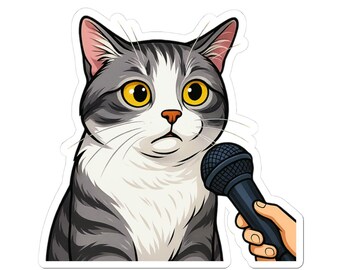 American Shorthair Silver Tabby Cat Leo stickers | Funny Cat Sticker