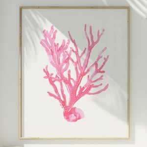 Coastal Coral Print, Boho Beach House Decor, Trendy Pink Ocean Wall Art, Summer Nautical Prints, Sea Poster, Digital Download, Printable Art
