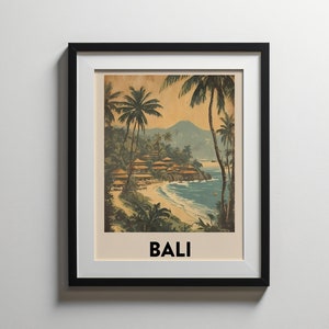 Bali Wand Kunst | Indonesien Malerei | Reise Poster | Retro Kunstdruck | Vintage Poster | Druckbare Grafik | Mid-Century | Digitaler Download