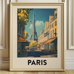 Paris Vintage Print, France Wall Art, Travel Poster, Retro Print, Vacation Art, Printable Poster, 1950s Art, Eiffel Tower, Digital Download