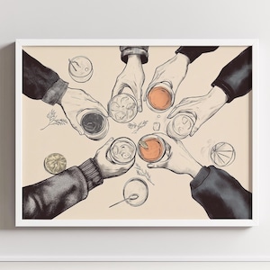 Cheers Print, Bar Cart Wall Decor, Cheers Sign, Cheers Printable Wall Art, Trendy Bar Cart Art, Digital Download. Dostępne różne rozmiary