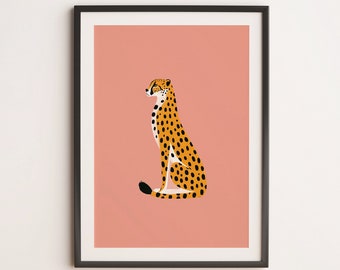 Pinker Leopard Print, Boho Tier Wand Kunst (Digitaler Download)