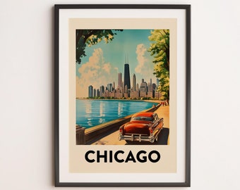 Chicago Reise Poster, Vintage Bilder von Illinois, Mid-Century Kunst (digitaler Download)