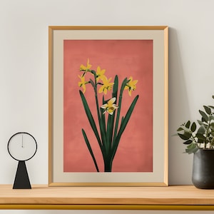 March Birth Flower Painting, Daffodils, Botanical Print, Personalized Artwork, Birthday Gift Wall Art, Custom Floral, Digital Download