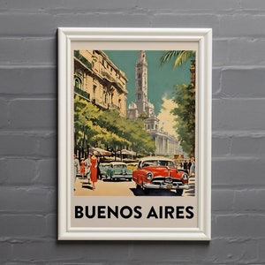 Buenos Aires Wall Art | Argentina Painting | Travel Poster | City Art Print | Vintage Poster | Printable Art | 1950s | Digital download