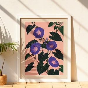 September Birth Flower Wall Art, Morning Glory, Floral Print, Personalized Artwork, Birthday Gift Painting, Custom Flowers, Digital Download