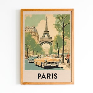 Paris Print | France Wall Art | Travel Poster | Retro Print | Vacation Art | Printable Poster | 1950s Art | Eiffel Tower | Digital Download
