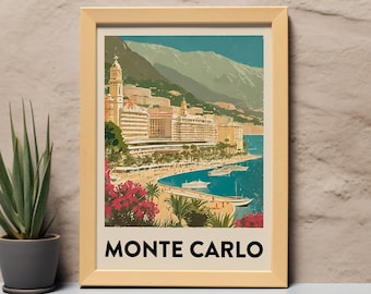 Monte Carlo Travel Poster | 1950s Retro Art (Digital Download)