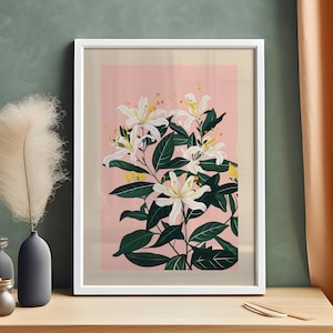 June Birth Flower Painting, Honeysuckle, Botanical Artwork, Personalized Print, Birthday Gift Wall Art, Custom Floral, Digital Download