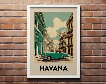 Havana Cuba Vintage Travel Poster | 1950s Retro Art (Digital Download)