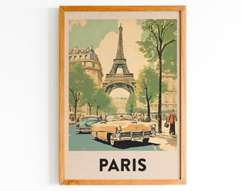 Paris Travel Poster | Retro 1950s Eiffel Tower Art (Digital Download)