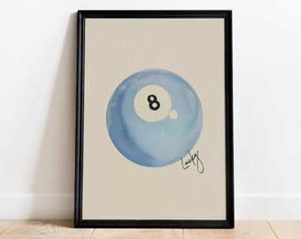 Blue 8 Ball Print, Trendy Dorm Decor (Digital Download)
