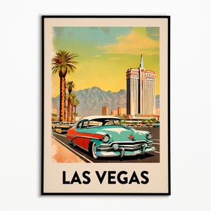 Arte mural de Las Vegas / Impresión de Nevada / Póster de viaje / Decoración vintage / Impresión de casino / Obra de arte instantánea / Década de 1950 / Arte retro / Descarga digital