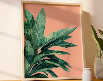 Banana Leaf Print, Mid-Century Modern Botanical Art (Digital Download)