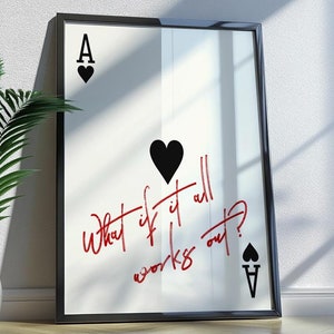 Stampa trendy "E se tutto funzionasse", decorazione per dormitorio con asso di cuori, poster retrò con carte da gioco, arte murale estetica preppy y2k, download digitale