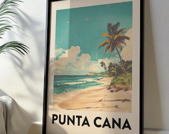 Punta Cana Reise Poster, Dominikanische Republik, Mid-Century Modern (Digitaler Download)