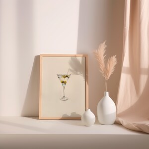 A minimalist painting of a vodka Martini cocktail