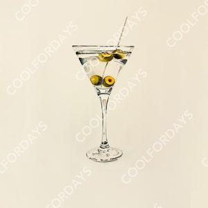A minimalist painting of a vodka Martini cocktail