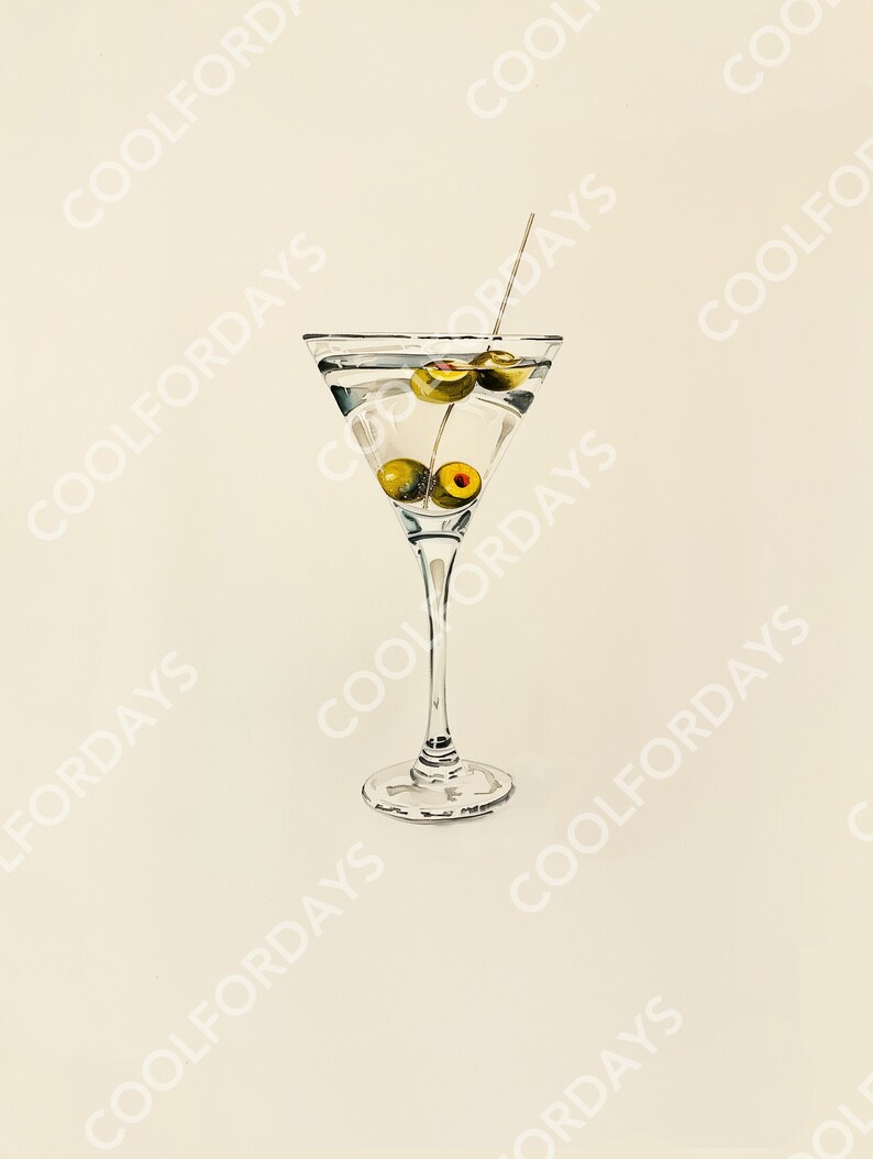 A minimalist painting of a vodka Martini cocktail