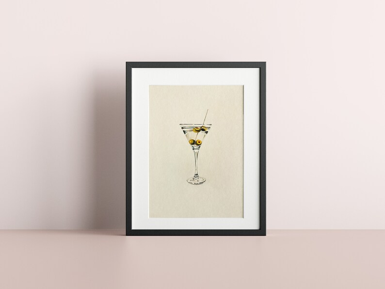 A minimalist painting of a vodka Martini cocktail