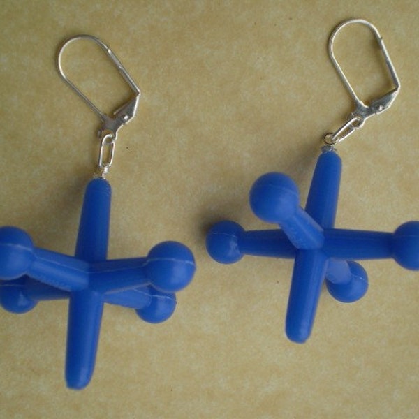 Blue Opaque Jack Earrings