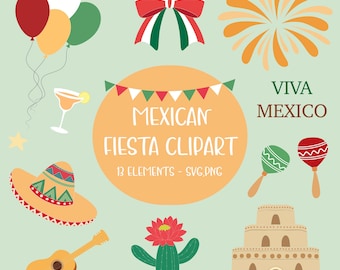 Mexican Fiesta Clipart: Cinco de Mayo Decorations (PNG, SVG Digital Download)
