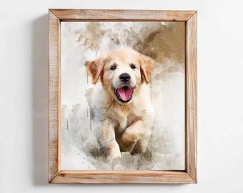 Personalized Pet Dog Watercolor Painting Ink Painting Art Gift From Photo Bedroom Decoration Wall Art Anniversary Gift.