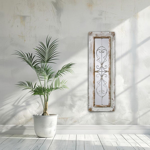 Vintage Wooden Window Frame Decoration Metal Panel Wall Art Cutout Decorative Wall Hanging Entryway Decoration Wooden Wall Decoration.