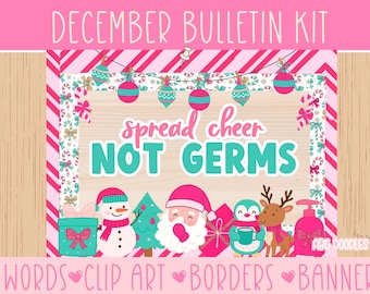 School Nurse Winter Germs Bulletin Board Kit | Christmas December Health Office Decor | Cafeteria Bulletin Board