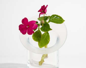Vintage Marcel Glass Vase with Wide Brim by Timo Sarpaneva for Iittala ~ Signed Opaline-Rim Design ~ Scandinavian Modern