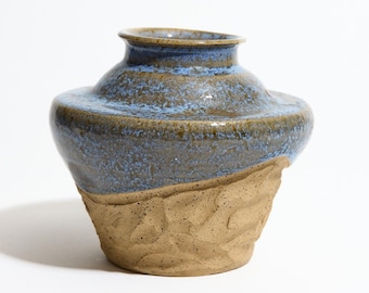 Vintage Studio Pottery Bud Vase: Signed Hand-Thrown Speckled Stoneware