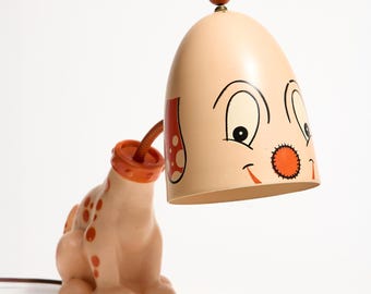 Vintage Collectible Smiling Puppy Dog Table Lamp ~ Polka-Dotted and Perfect for Nursery or Kids Room ~ George Nelson Attributed ~ Gooseneck
