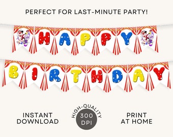 Geweldige digitale circusbanner feestdecor INSTANT DOWNLOAD