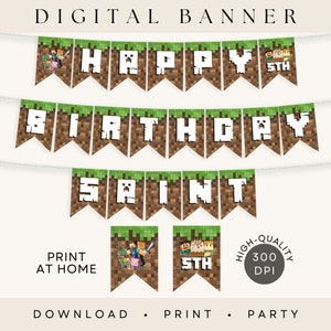 Mine Crafter Geburtstag Girlande Party Dekoration DIGITAL DOWNLOAD