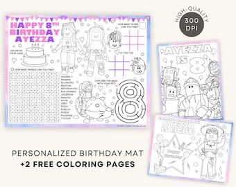 Roblox Girl Birthday Coloring Placemat Party Games DIGITAL DOWNLOAD