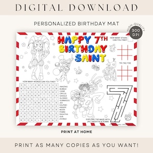 Amazing Digital Circus Coloring Placemat Personalized Printable Birthday Activity Party Games DIGITAL DOWNLOAD