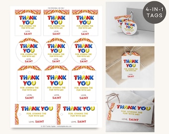 Amazing Digital Circus Gift Tags Favor | 4-in-1 Thank You Tags DIGITAL DOWNLOAD