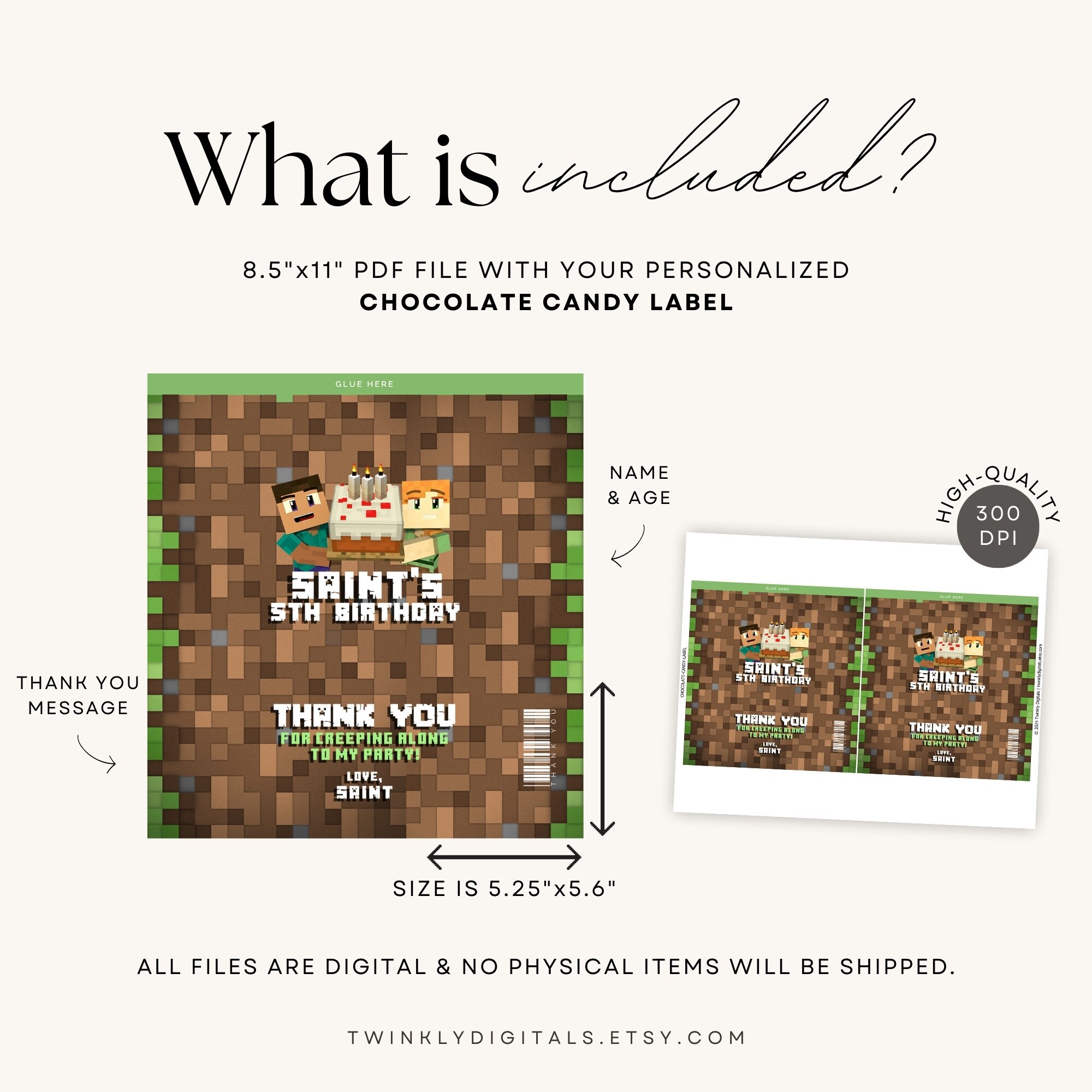 Minecraft Candy Bar Label (Personalized)