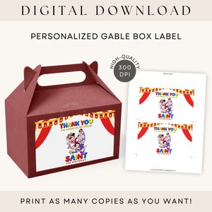 Amazing Digital Circus Gable Box Label Personalized Pomni Printable Party Favors DIGITAL DOWNLOAD