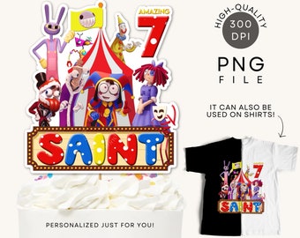 Amazing Digital Circus Cake Topper Shirt PNG