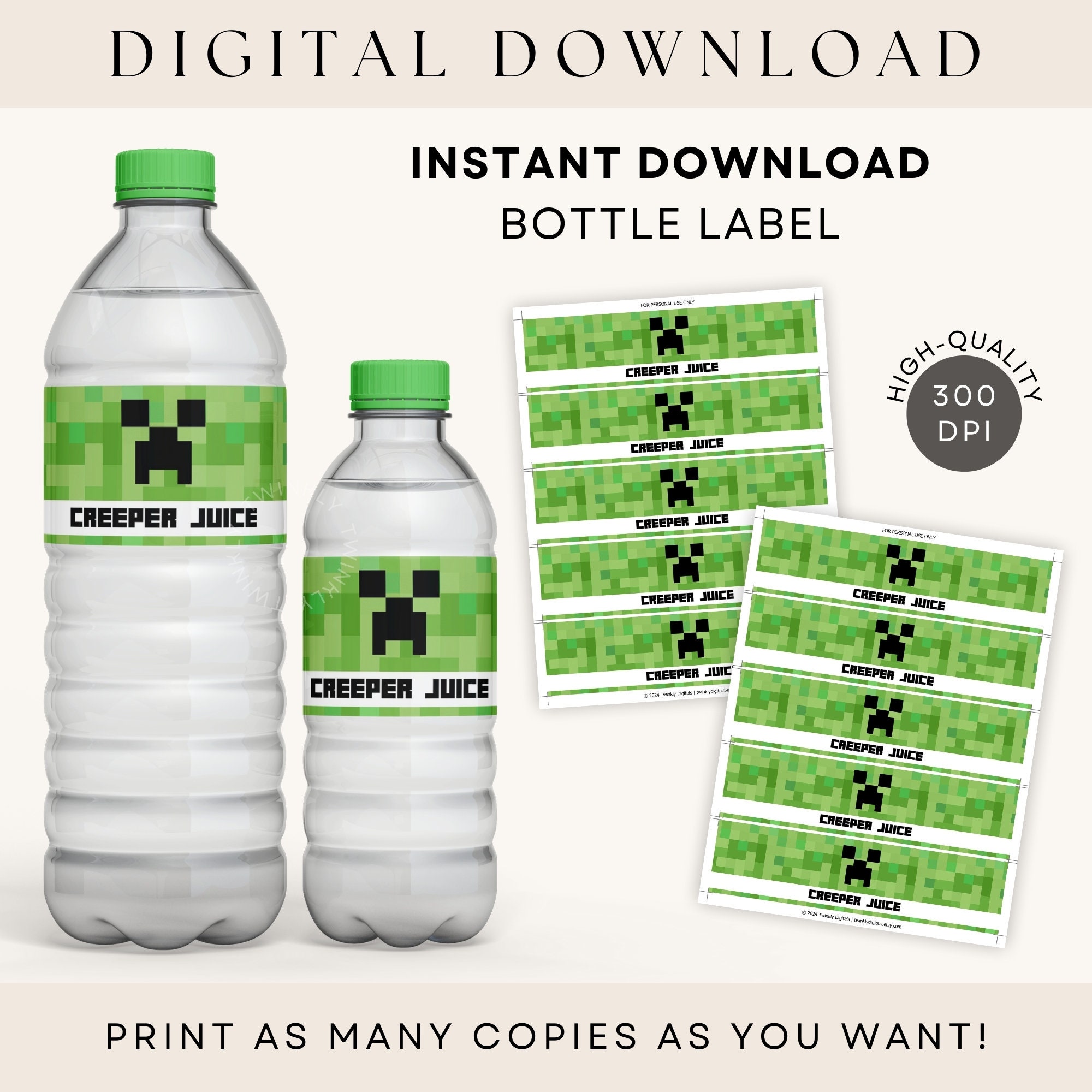 Minecraft Inspired Printable Bottle Labels Minecraft Inspired Printable Bottle Labels