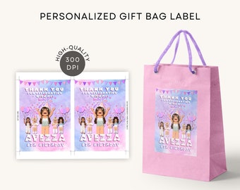 Roblox Girl Gift Bag Label Personalized Printable Party Favors DIGITAL DOWNLOAD