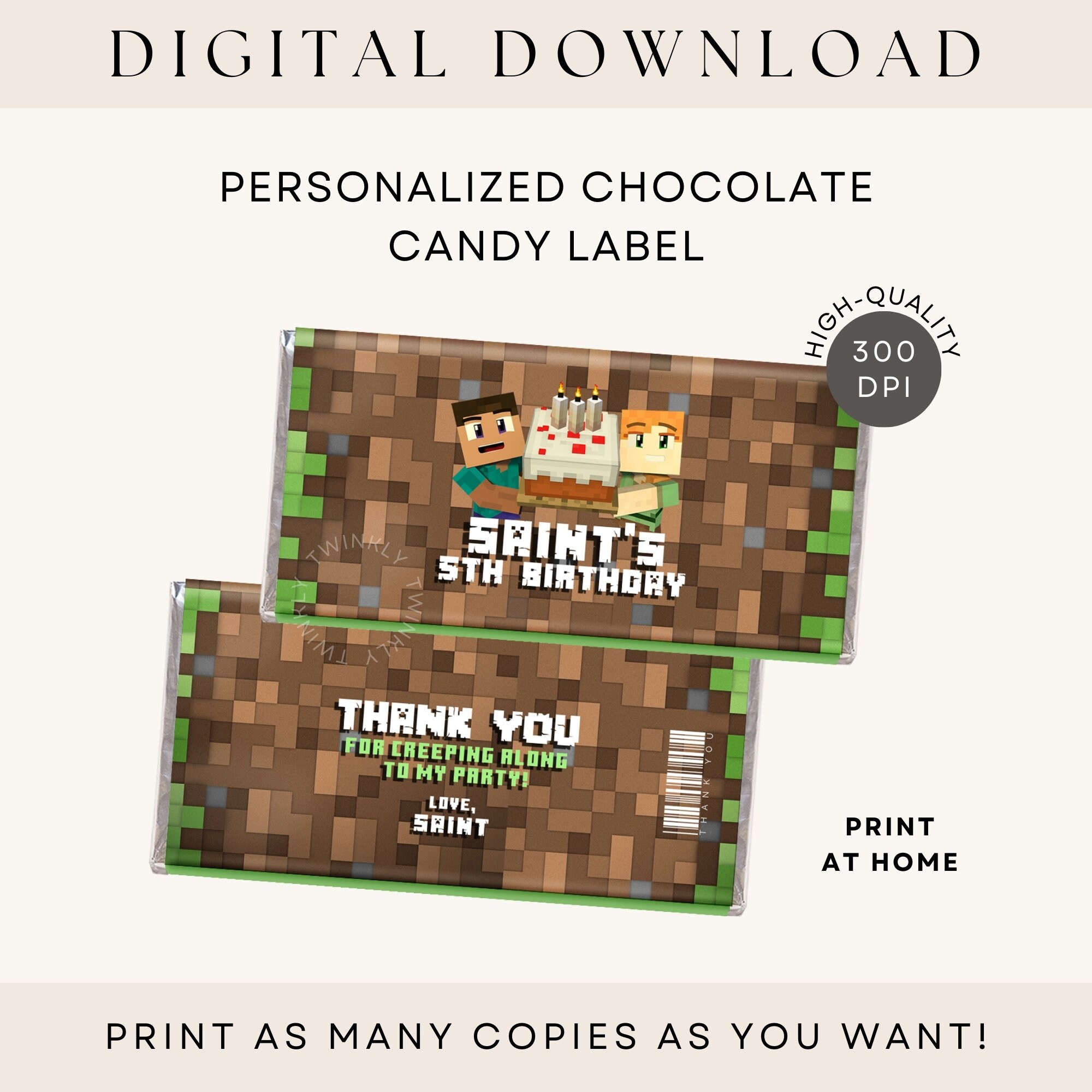 Minecraft Candy Bar Label (Personalized)