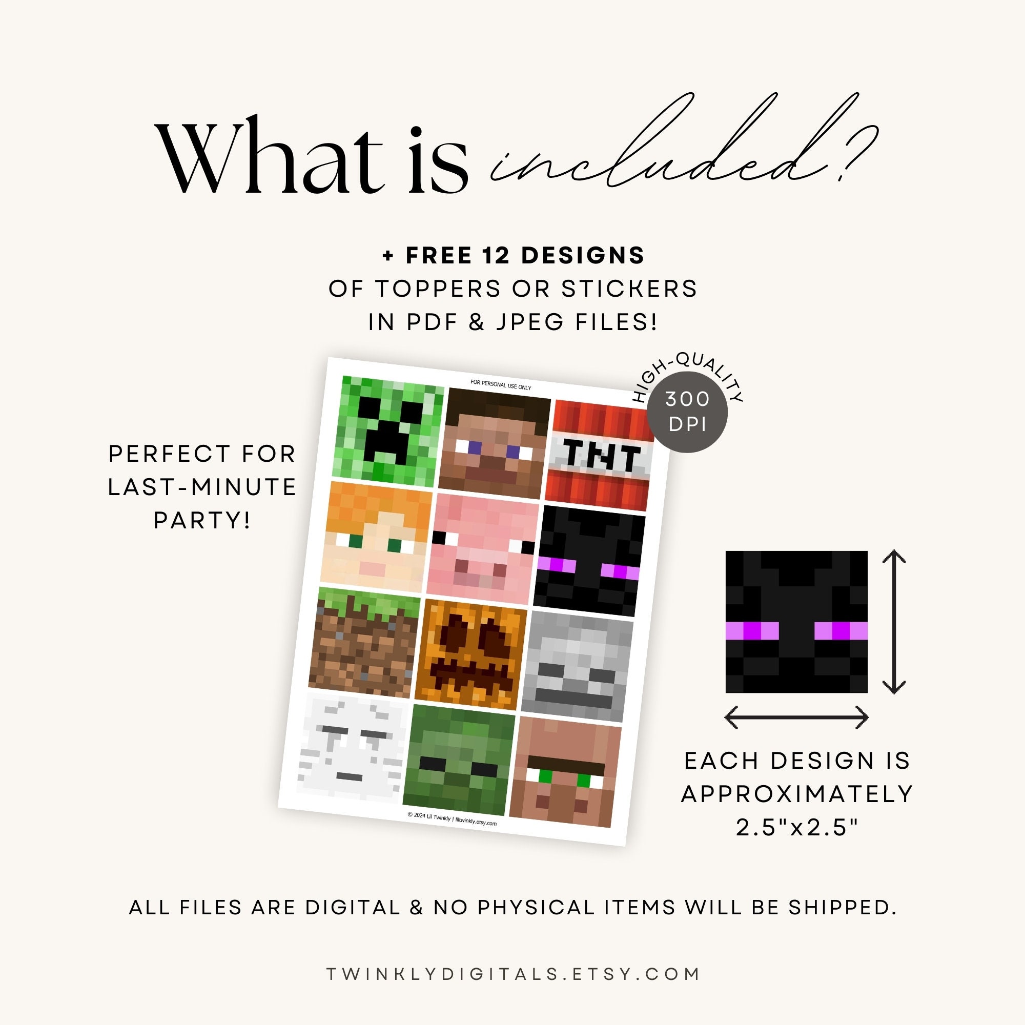 Personalized Minecraft Topper with Bonus Stickers